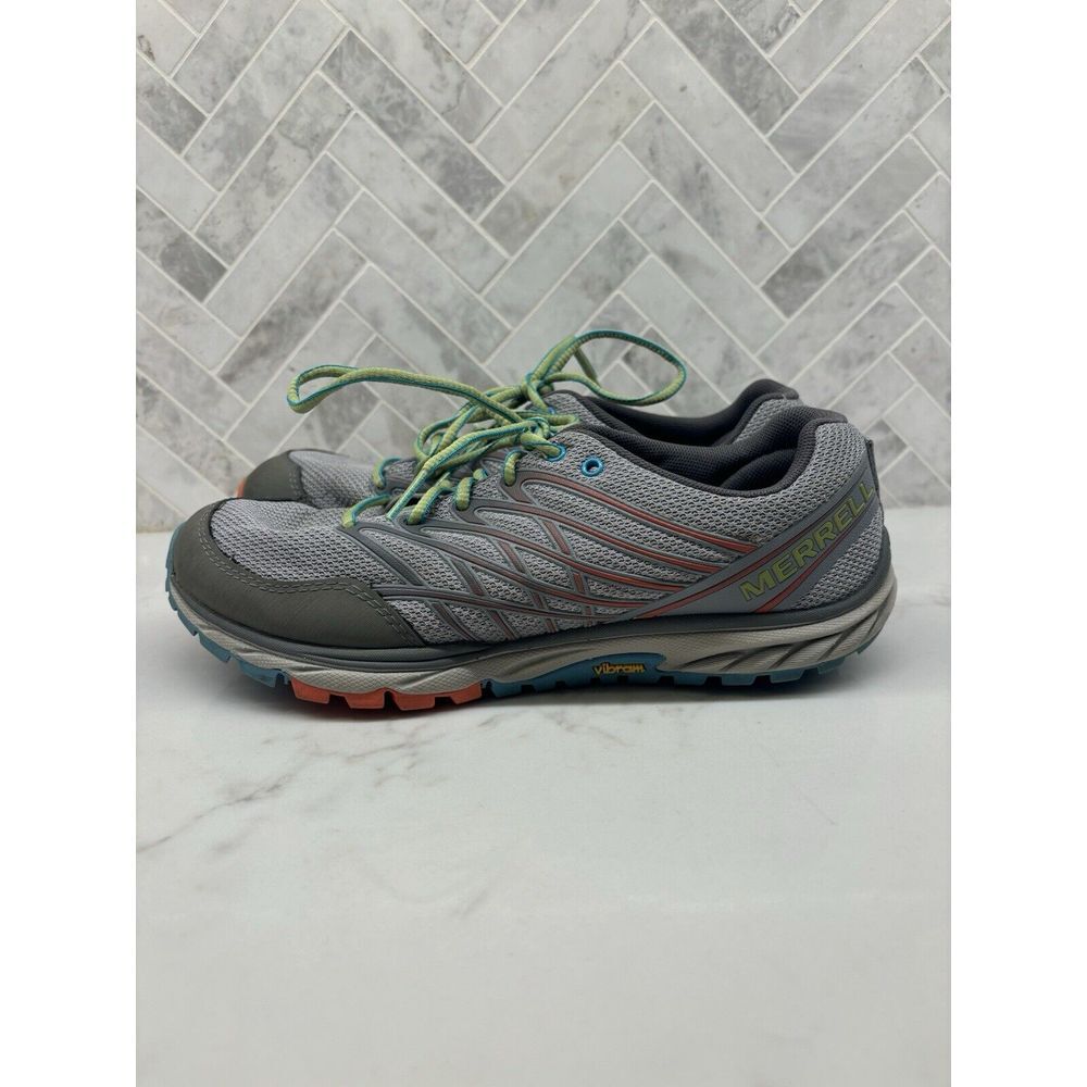 Merrell Bare Access Trail Vibram Light‎ Grey Coral Running Shoes Womens Size 8